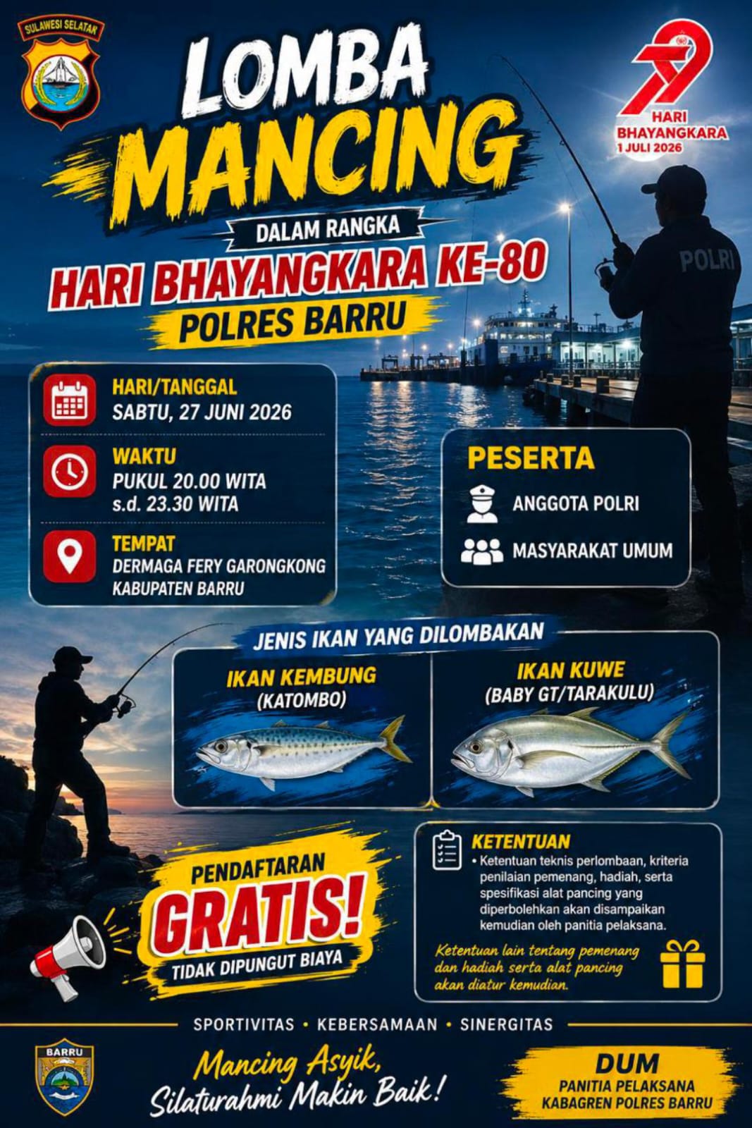 Polres Barru Ajak Warga Mancing Bareng Gratis, Kuota Terbuka untuk Umum!